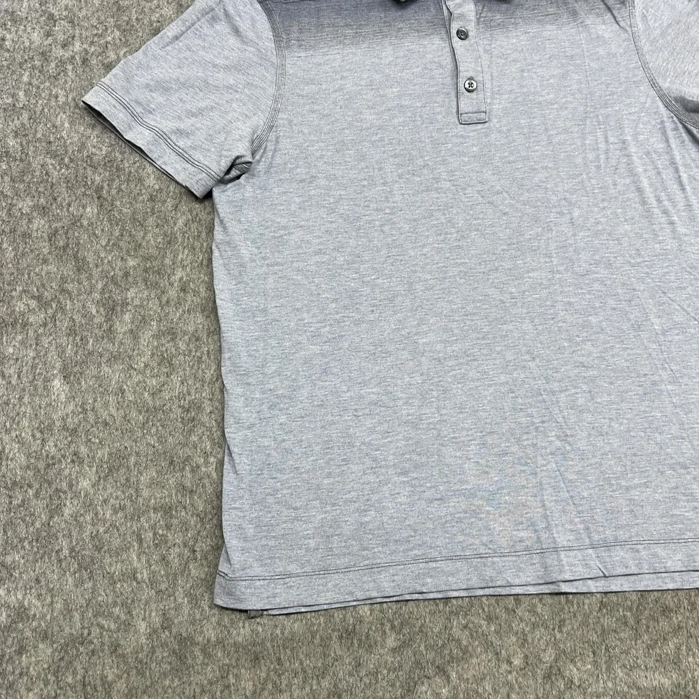 Banana Republic Polo Shirt Mens Large Gray Fitted Pima Ombre Short Sleeve Cotton